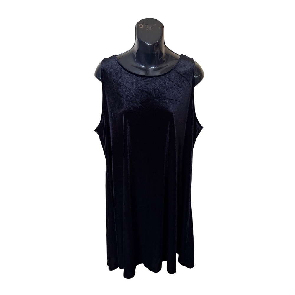 Old Navy Womens XL Black Velvet Sleeveless Shift Mini Dress Round Neck Flowy